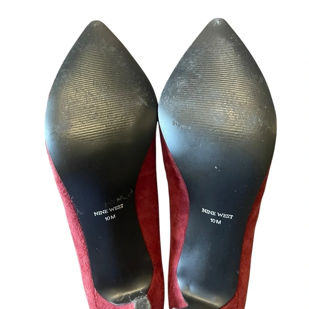 NINE WEST  Women’s Pump Heels FINLAY Brick Red Suede Shoes Size: 10M - Picture 7 of 7